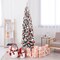 Costway 4.5/6/7.5 Ft Pre-lit Snow Flocked Artificial Pencil Christmas Pine Tree with 150/250/350 LED Lights